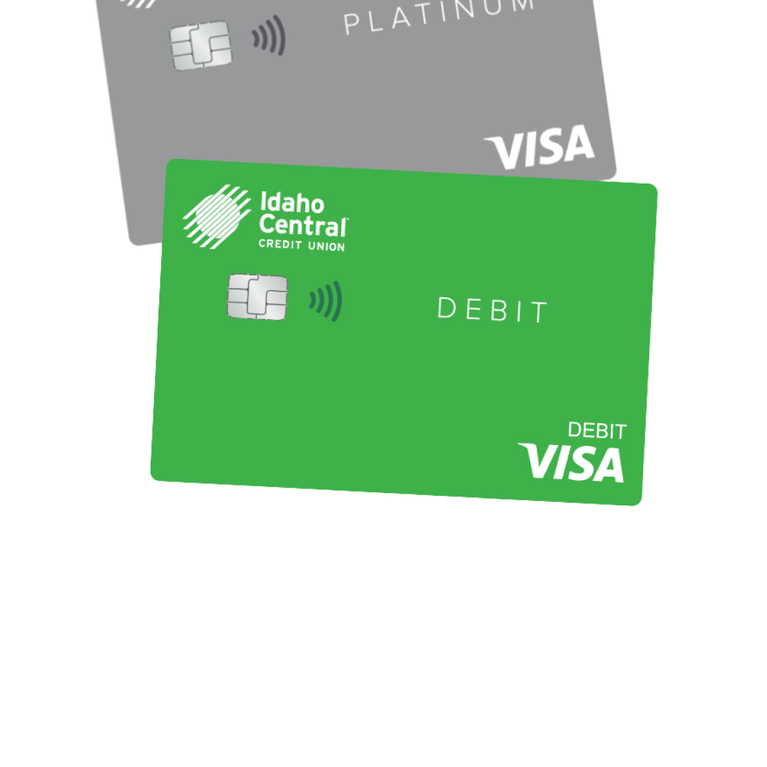 Illustrated graphic of debit and credit cards